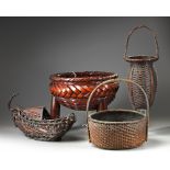 A group of four Japanese Ikebana baskets