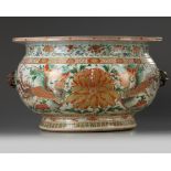 An impressive Chinese famille verte 'carp' fish bowl