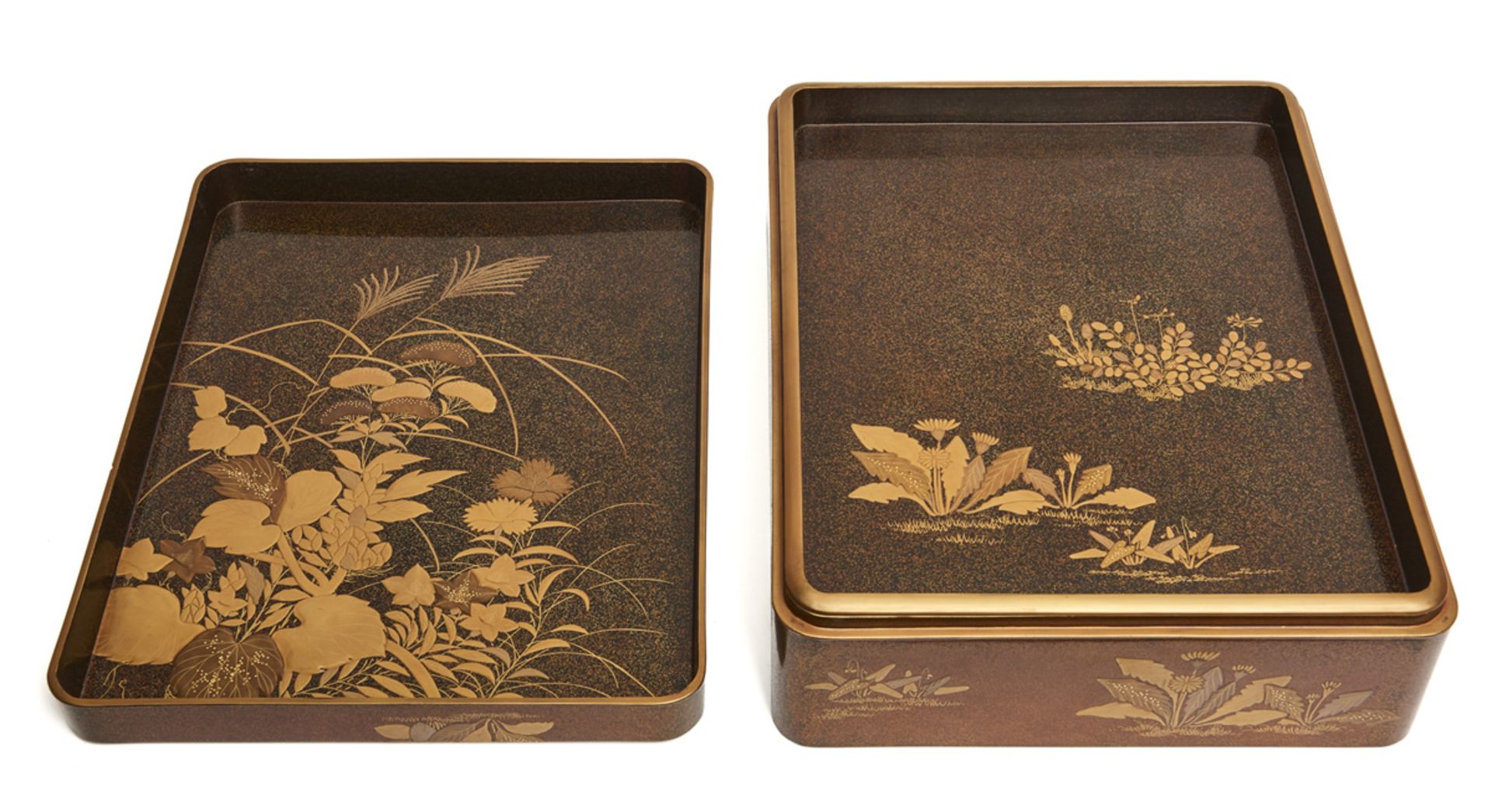 A set of two Japanese lacquer boxes: a large document box and a writing box - Bild 3 aus 10