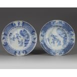 A pair of Japanese blue and white Arita dishes