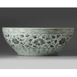 A large Chinese blue and white 'floral' bowl