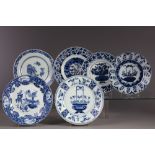 Six Chinese blue and white dishes