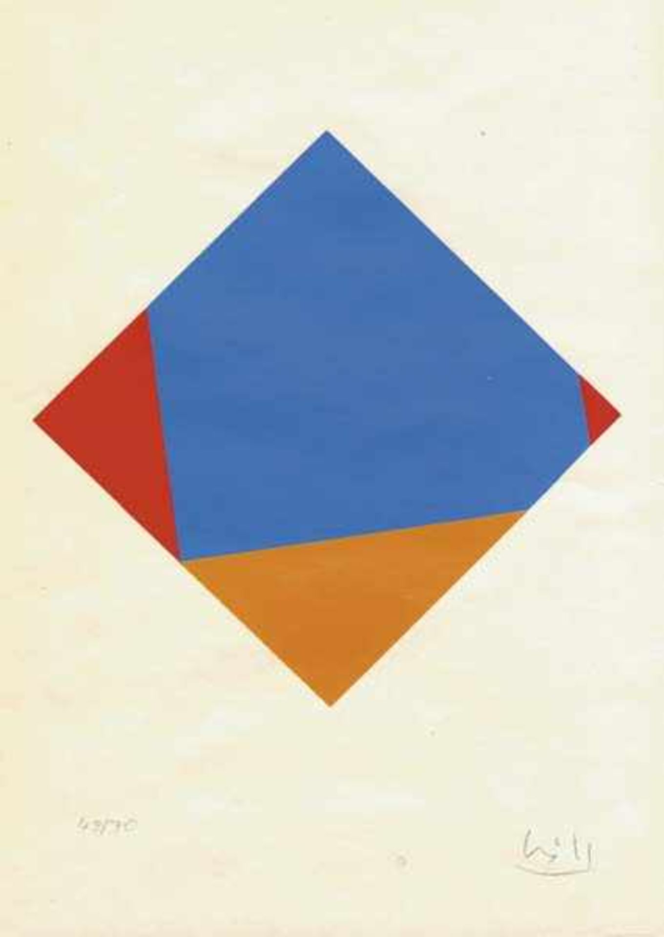 Bill, Max(Winterthur 1890 - 1994 Zürich)Ohne TitelFarbserigraphie in Blau, Rot und Orange, 1987,