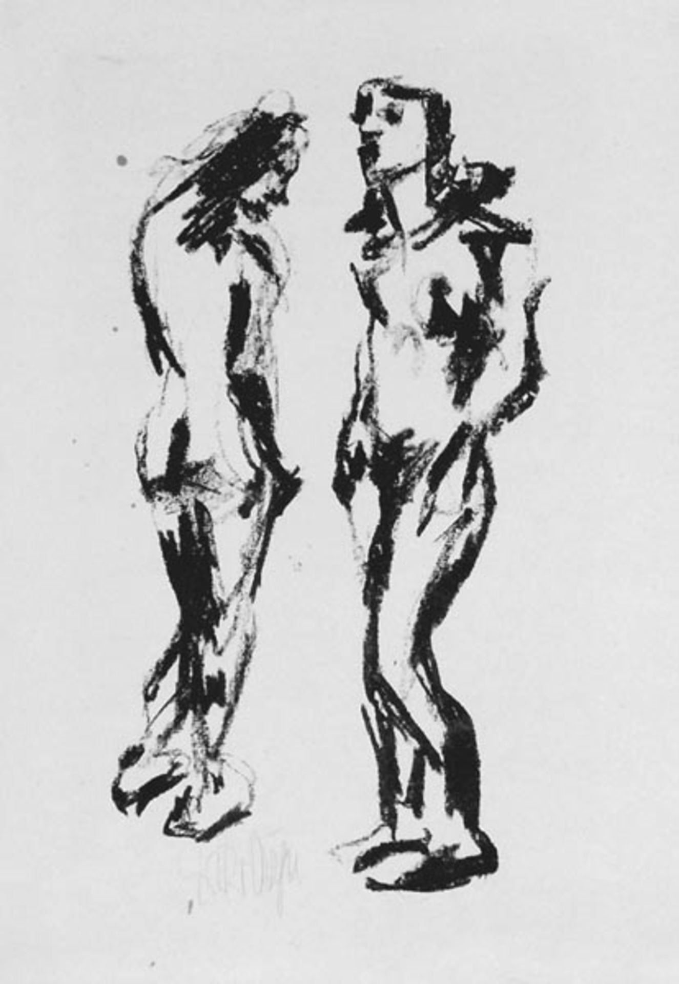 Dähn, Fritz(Heilbronn 1908 - 1980 Heilbronn, lebte in Berlin)Zwei Frauen im GesprächLithographie,