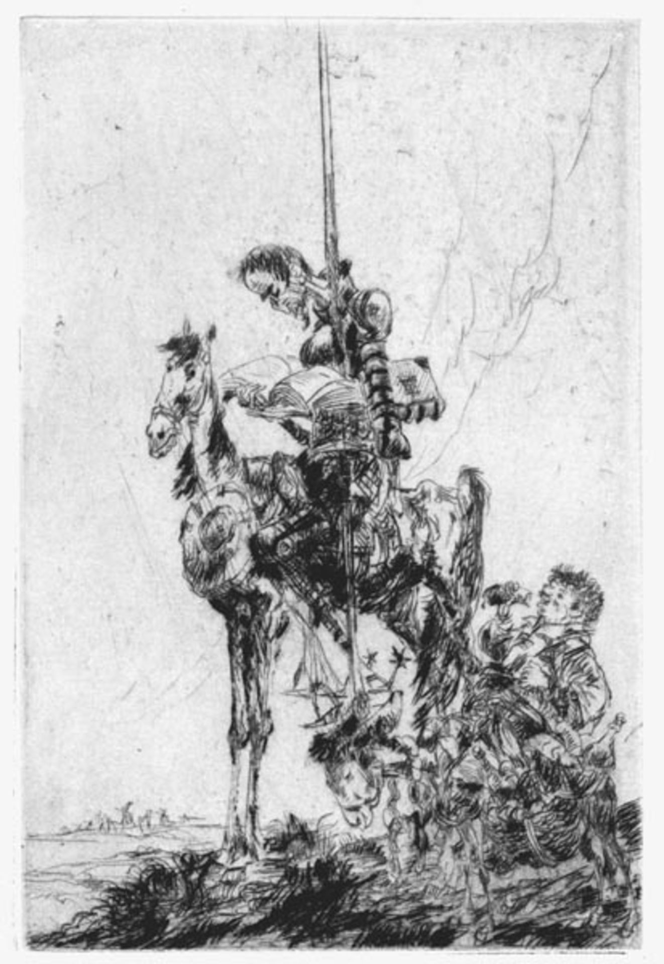 Goßmann, Gerhard(Guben 1912 - 1994 Bad Saarow)Don QuichotteRadierung, o. J., 170x111, Blattgröße: