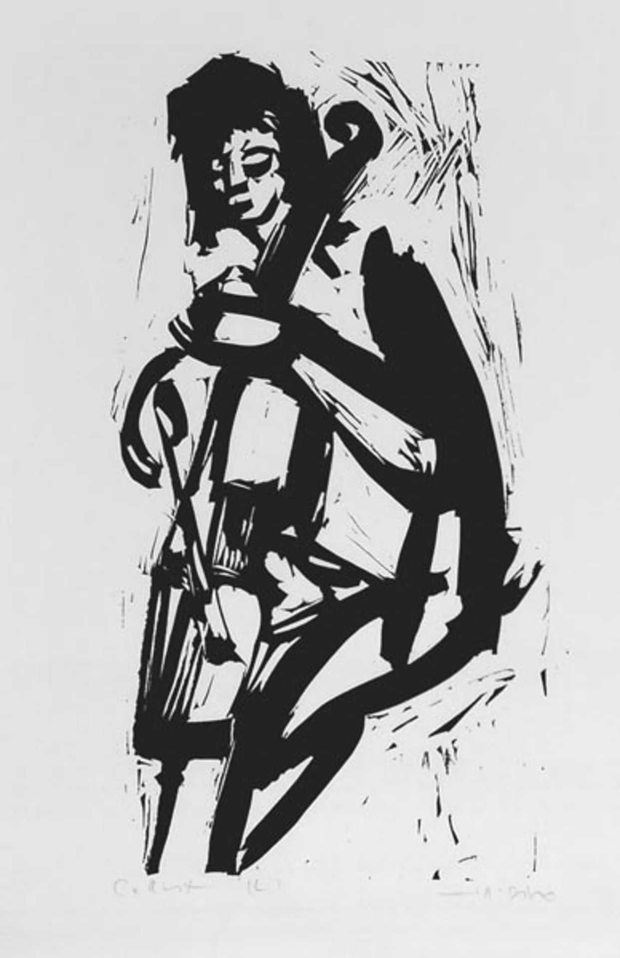 Dirx, Willi(Recklinghausen 1917 - 2002 Wuppertal)CellistinLithographie, o. J., vermutlich 1970er