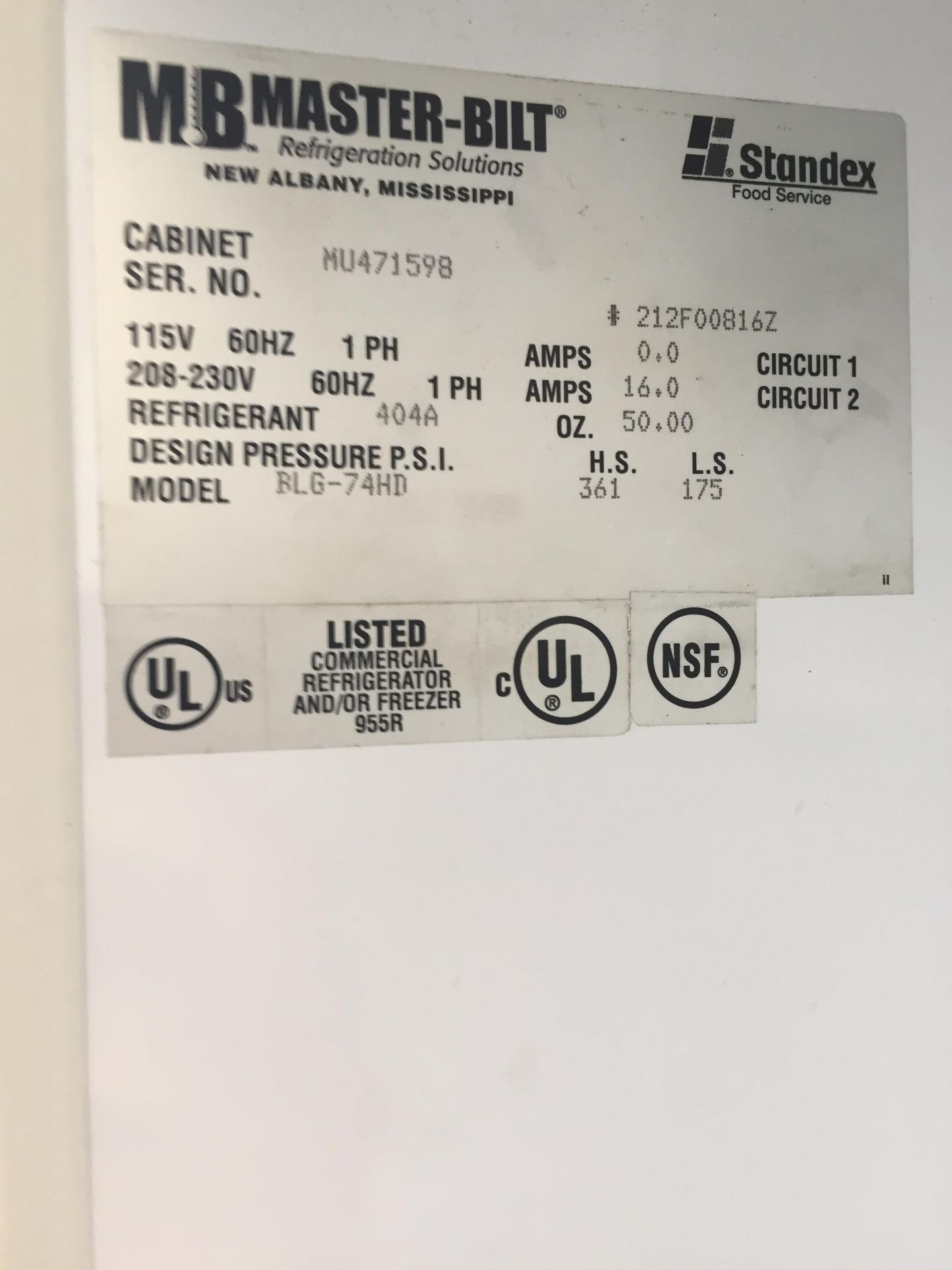 Master built 3 door freezer display case model BLG-74HD, 1 phase, New compressor in 2018. Was - Image 2 of 3