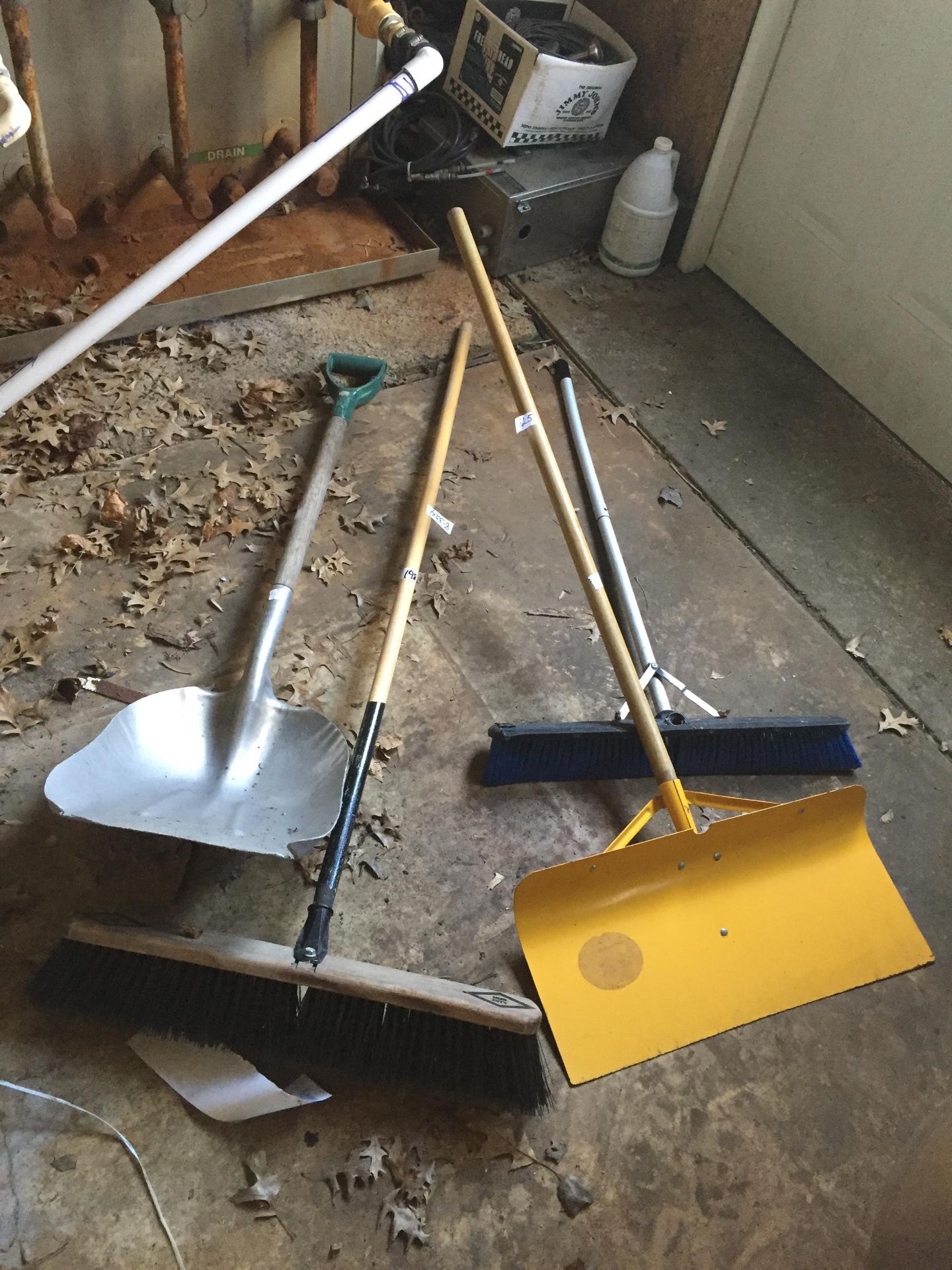 Barn broom, scraper, shovel, etc. tool lot