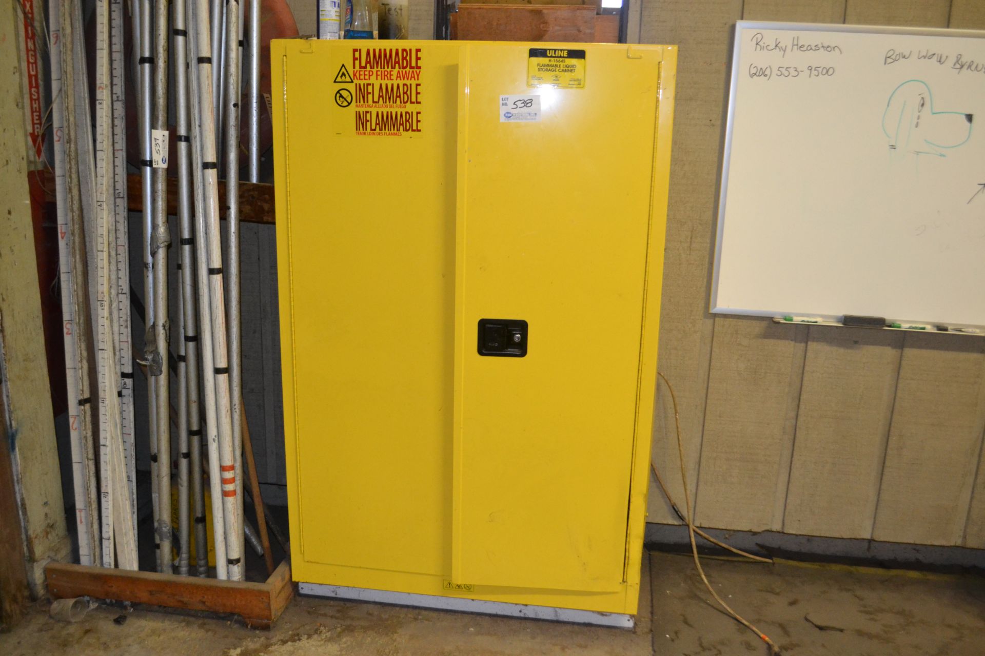 Flammable storage cabinet w/ contents