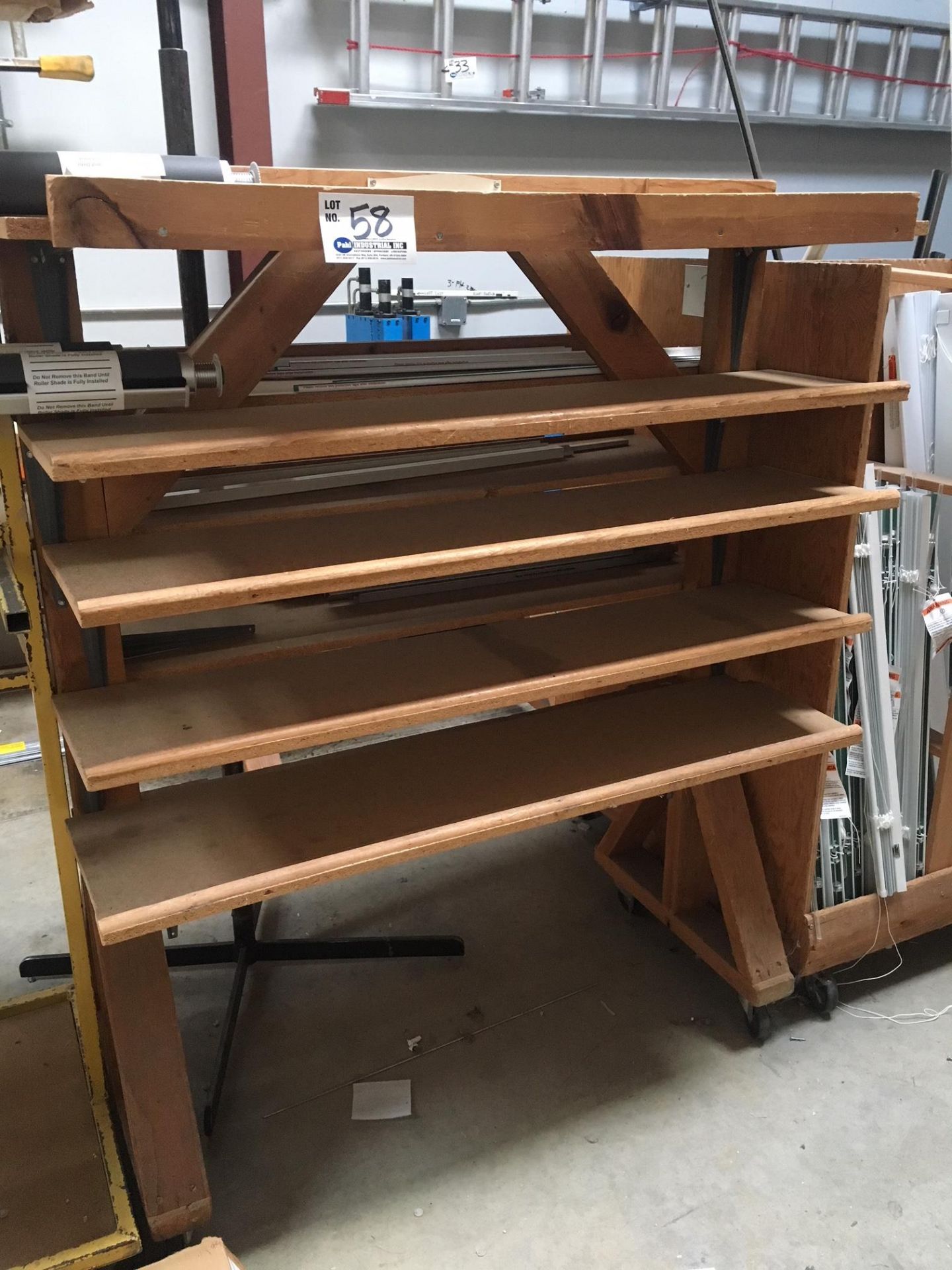 4' x 28"" x 5' Tall Wood Shelving Unit on Casters