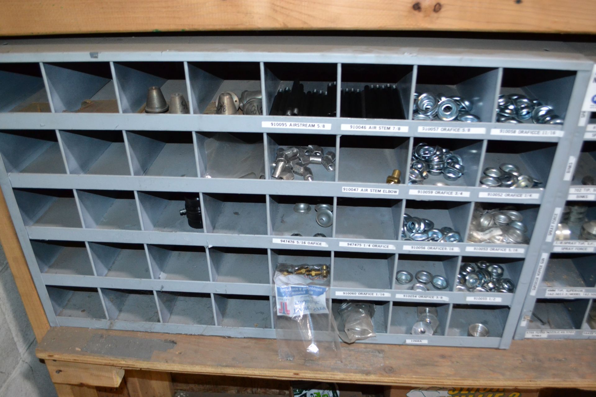 (2) 40 hardware bins c/w assorted spray gun tips, fittings - Image 4 of 4