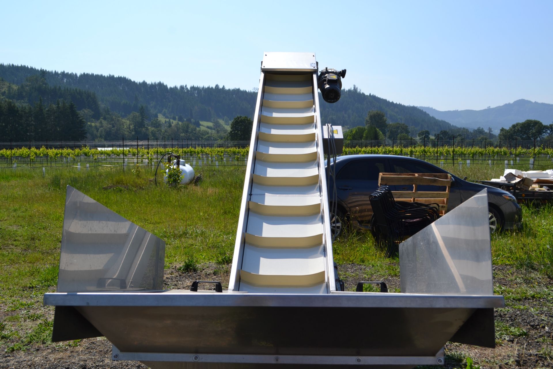 2014 CMA N400 x 3.5m stainless steel slatted Incline Conveyor on casters - Image 5 of 8