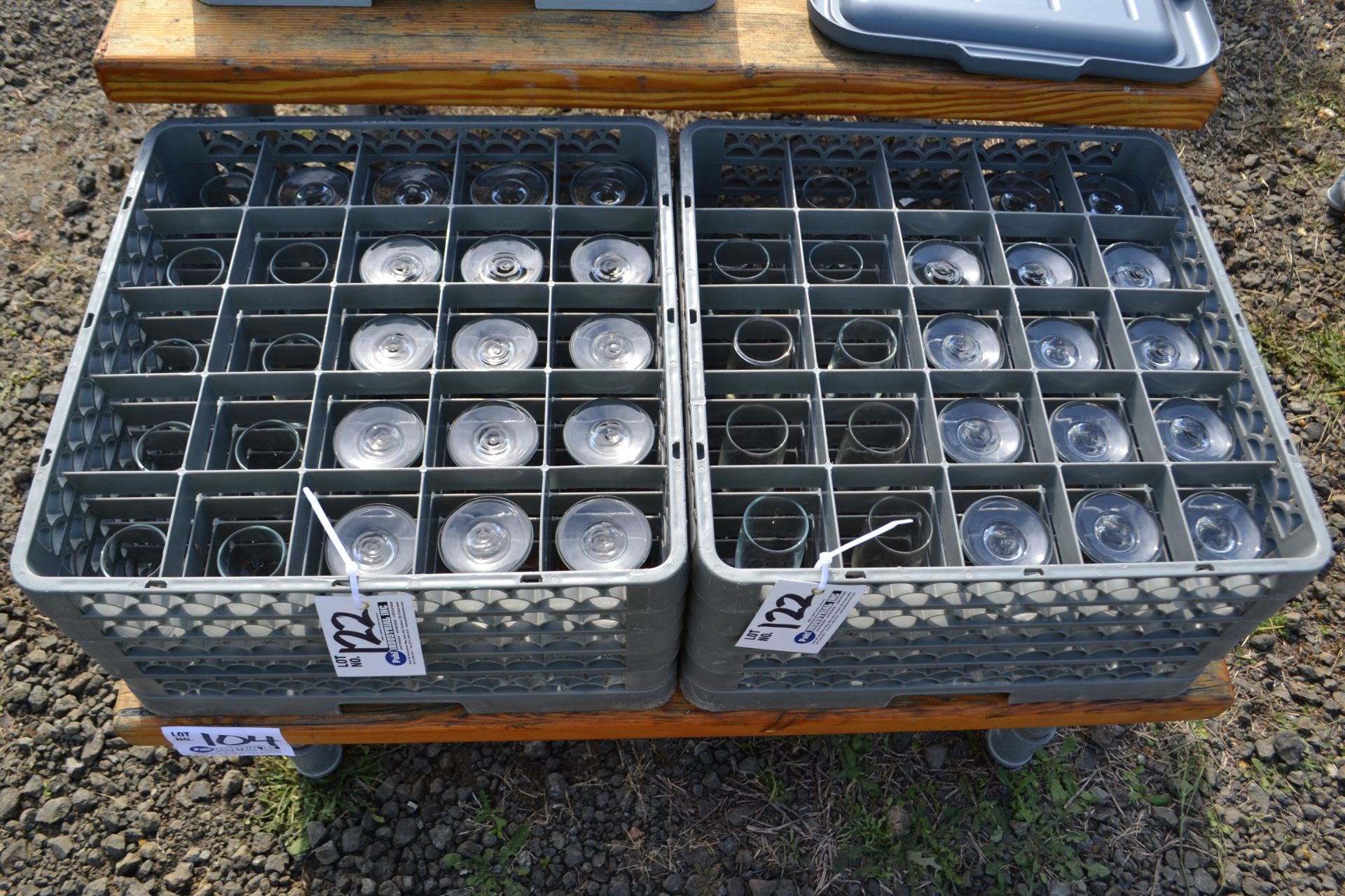 (50) Assorted Wine and Champaigne Stemware in 2 Dishwasher racks