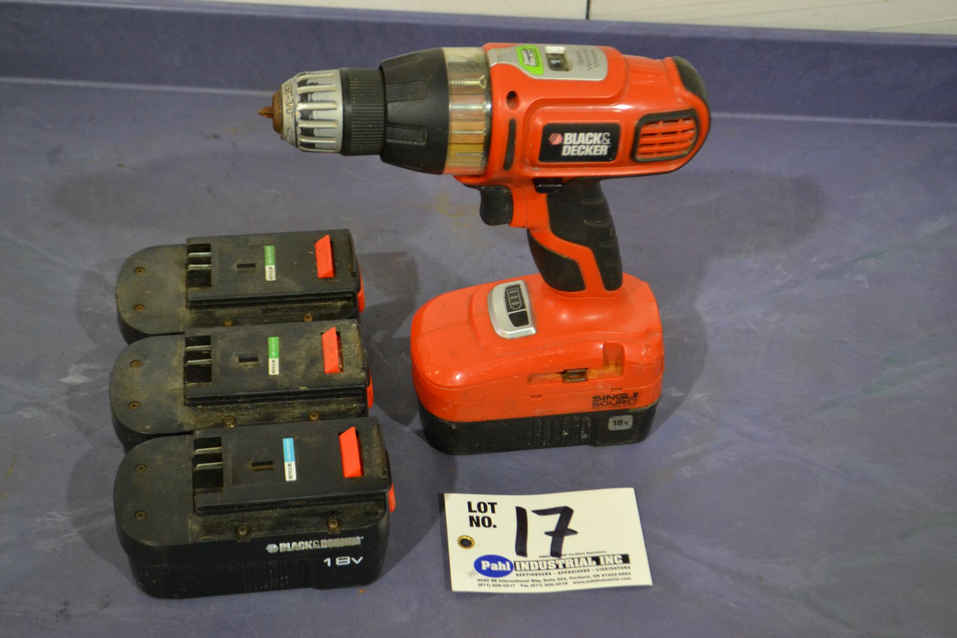 Black & Decker 18V Cordless Drill c/w 4 Batteries no charger