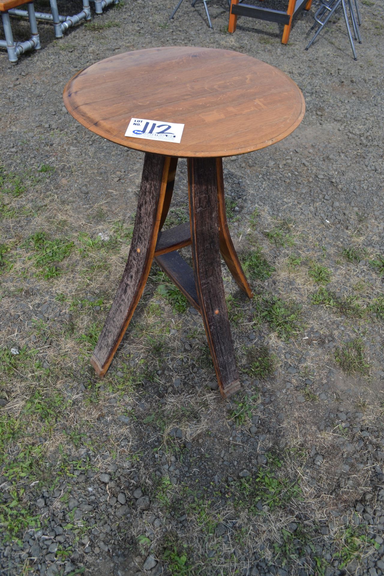 22" Dia 3' Tall Oak Barrel Table - Image 2 of 2