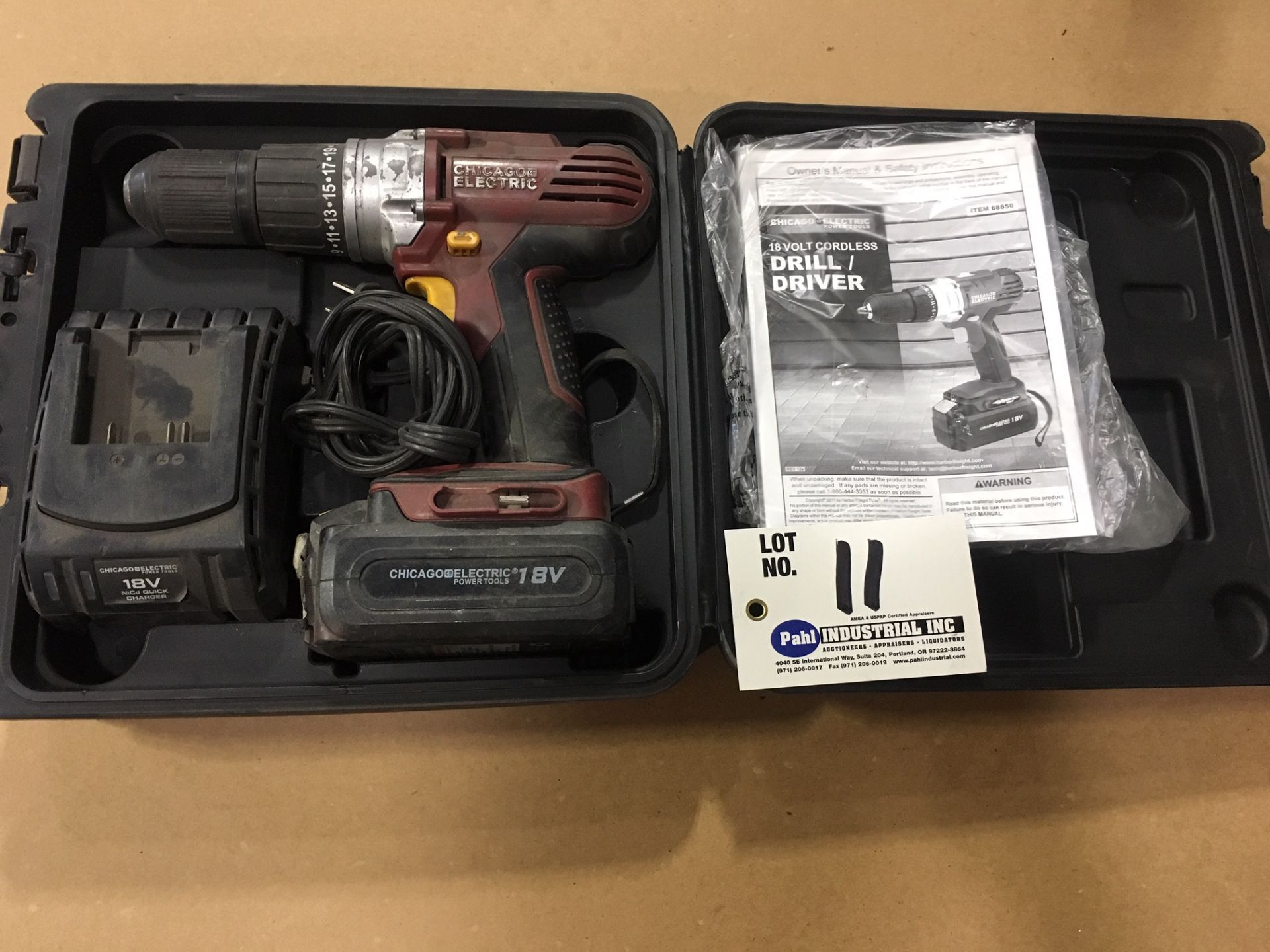 Chicago 18V battery powered drill c/w battery and charger