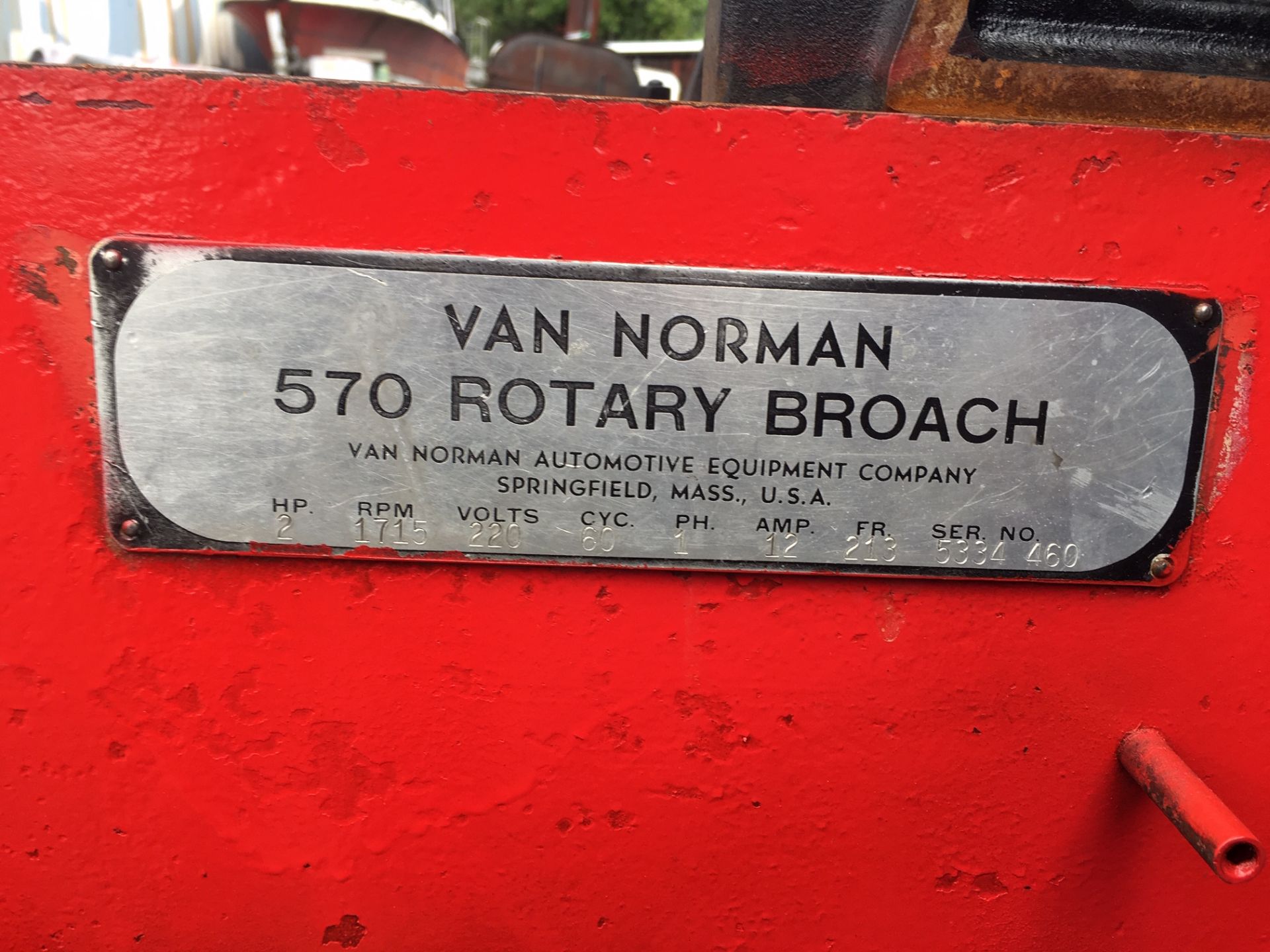 Van Norman 570 Rotary Broach 2HP 1715RPM s/n 5334 460 - Image 2 of 2