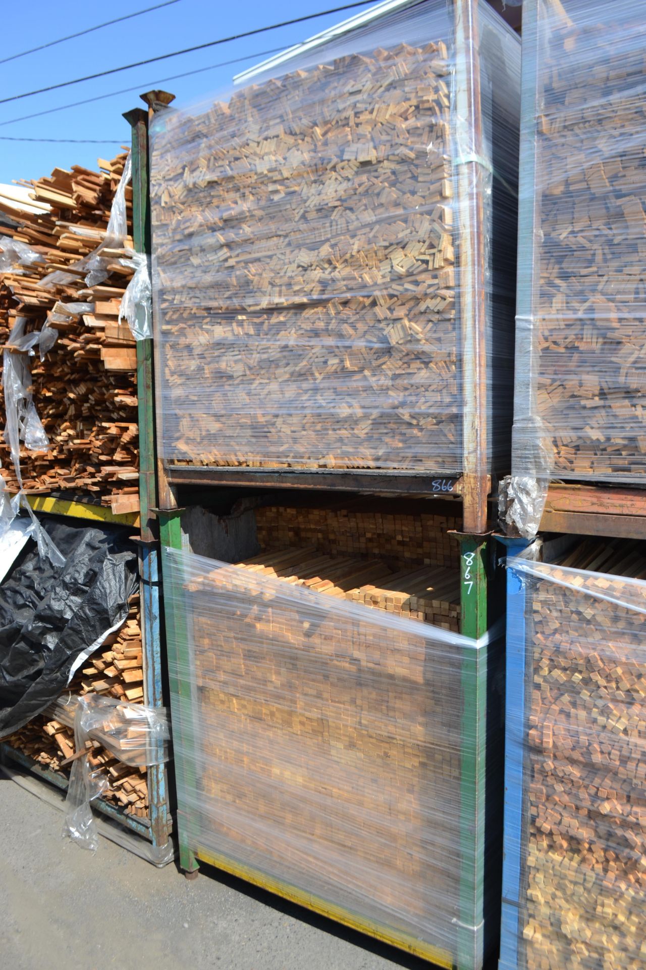 4' x 4' Steel Stacking Bin with Assorted small Lumber (stickers, trellis sticks etc)