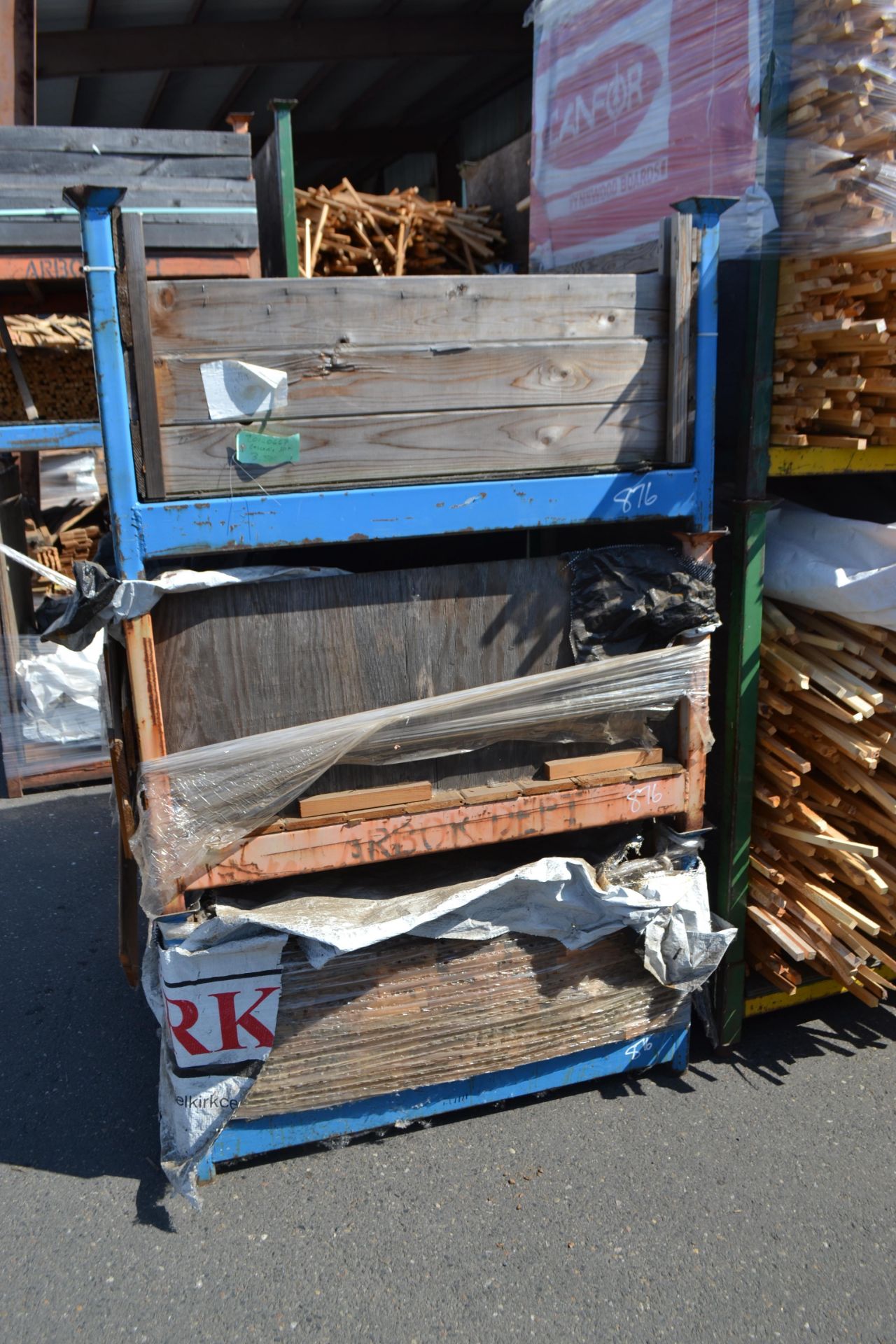 4' x 4' Steel Stacking Bin with Assorted small Lumber (stickers, trellis sticks etc)