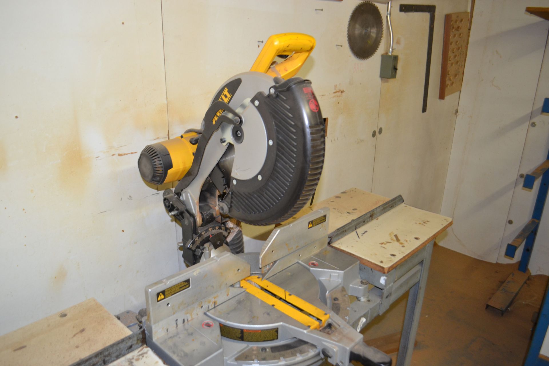DeWalt DW716 Type 1 12" Compound Miter Saw mounted on 9' x 16" Table - Image 2 of 2