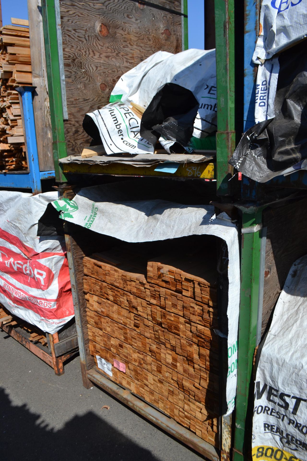 4' x 4' Steel Stacking Bin with Assorted small Lumber (stickers, trellis sticks etc)