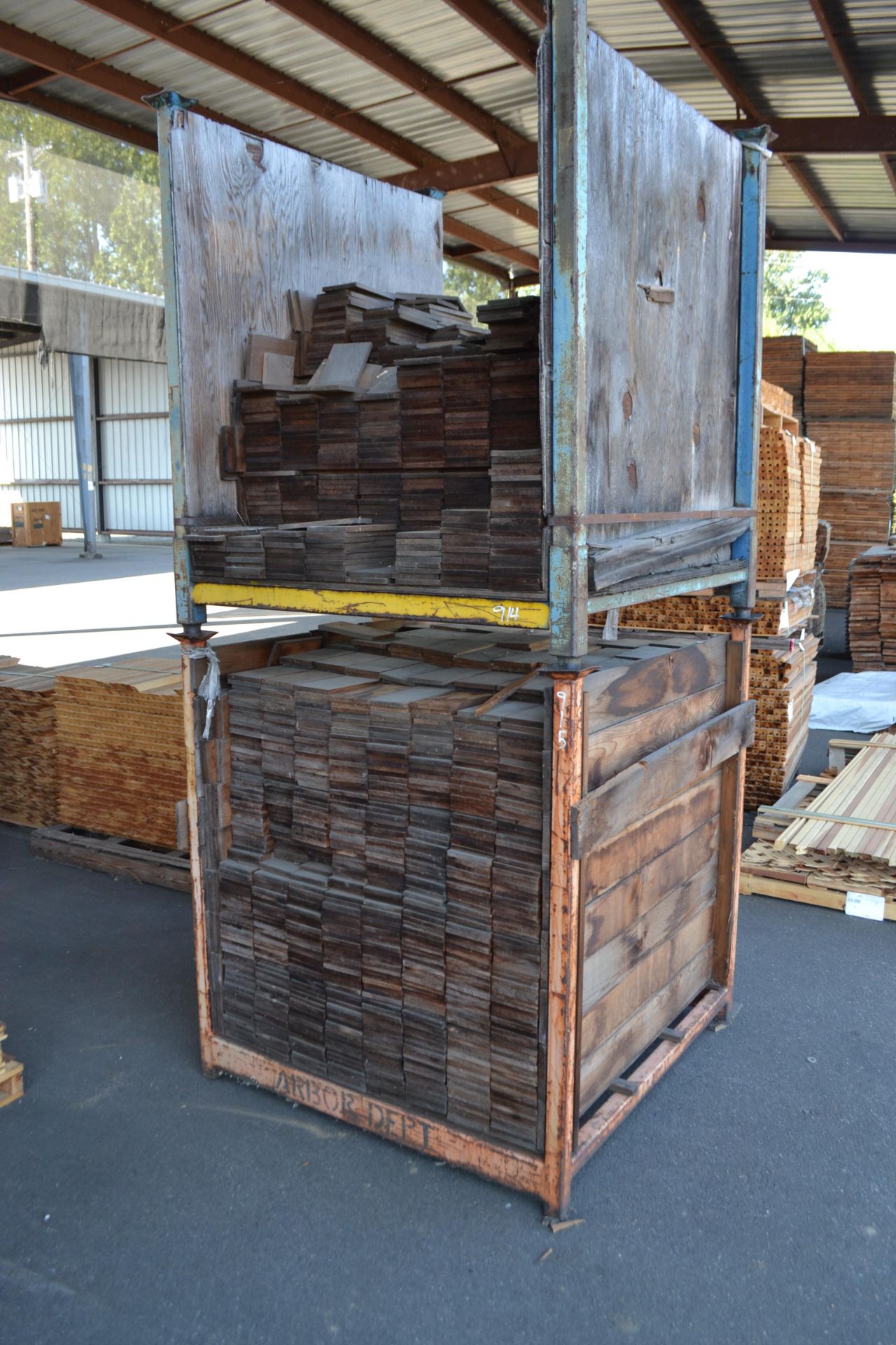 4' x 4' Steel Stacking Bin with Assorted small Lumber (stickers, trellis sticks etc)