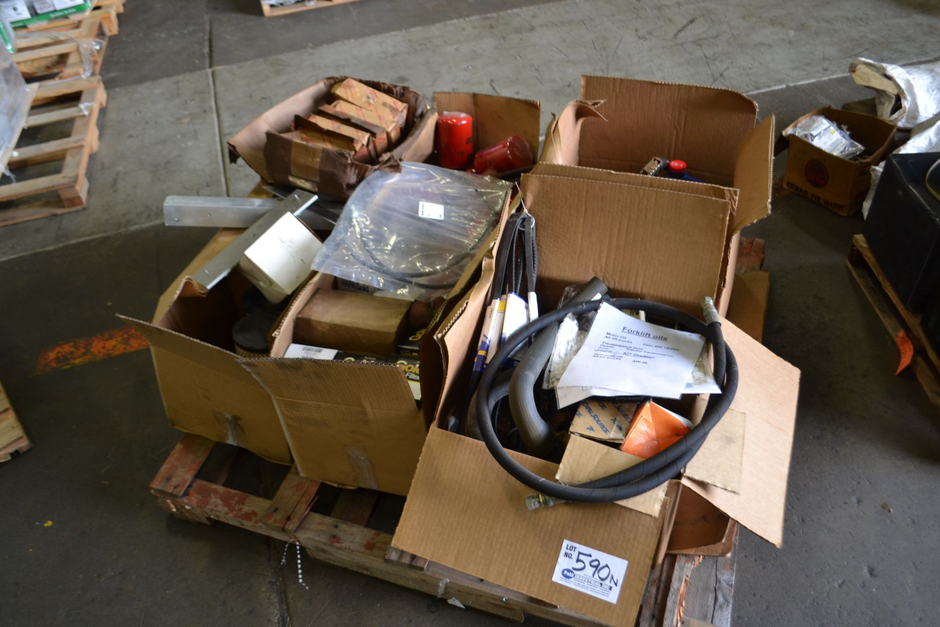 Assorted Forklift Parts, fluids, filters