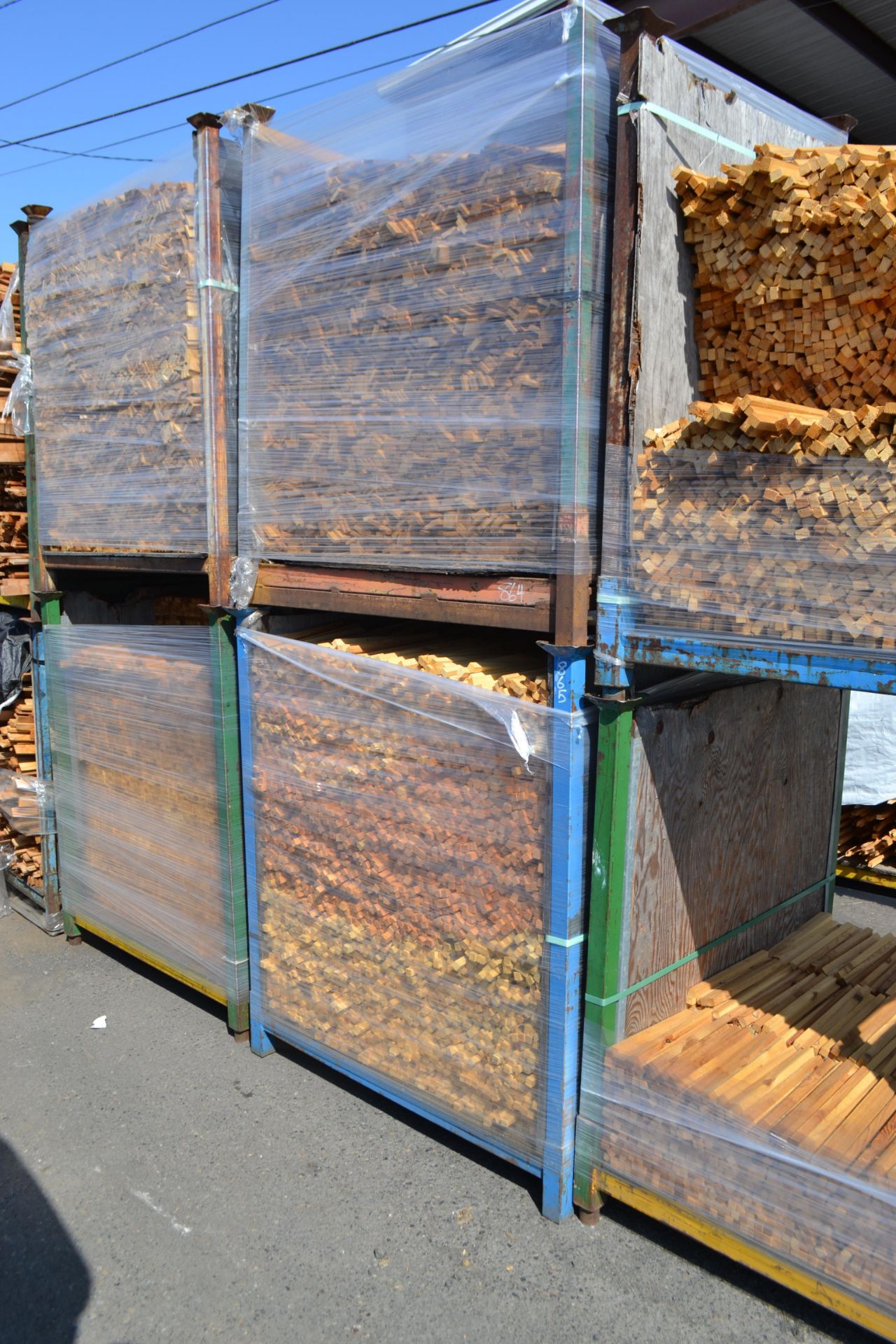 4' x 4' Steel Stacking Bin with Assorted small Lumber (stickers, trellis sticks etc)