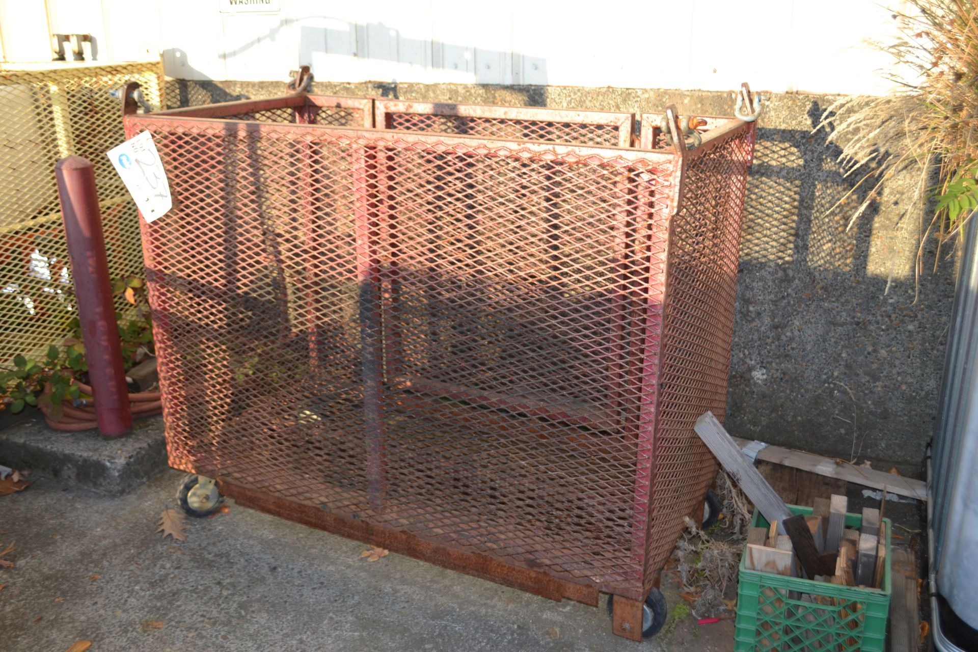 5' x 30" x 50" Tall Steel cage Bin with gate on casters