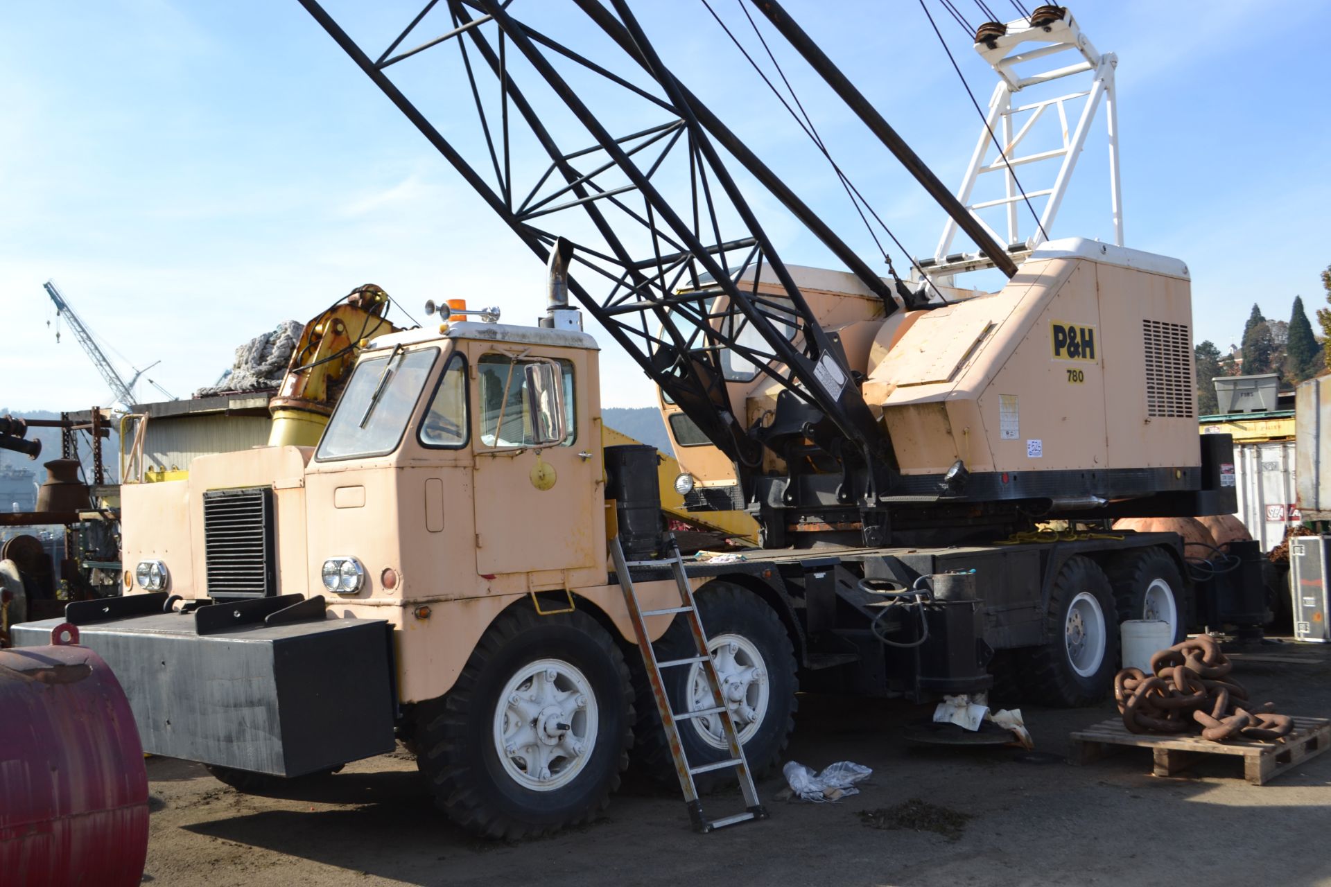 P & H Model 780 Lattice Boom Truck Crane 160" Boom s/n 23275 (Brakes locked up on truck wheels)