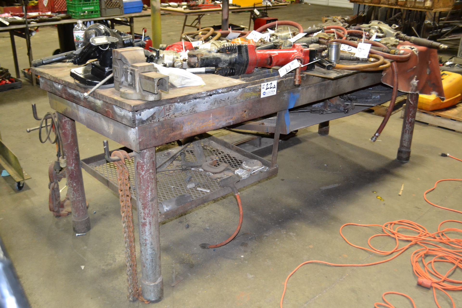 8.5' x 40" x 38" Tall Slatted Steel Cutting Table