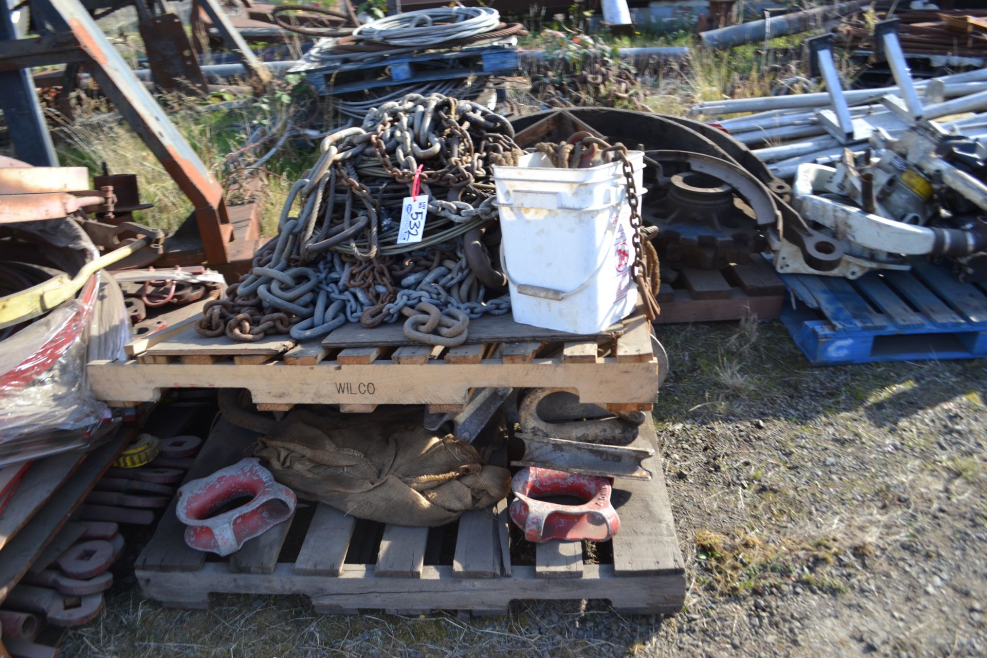 (7) Pallets Assorted chain, tools etc - Image 2 of 5