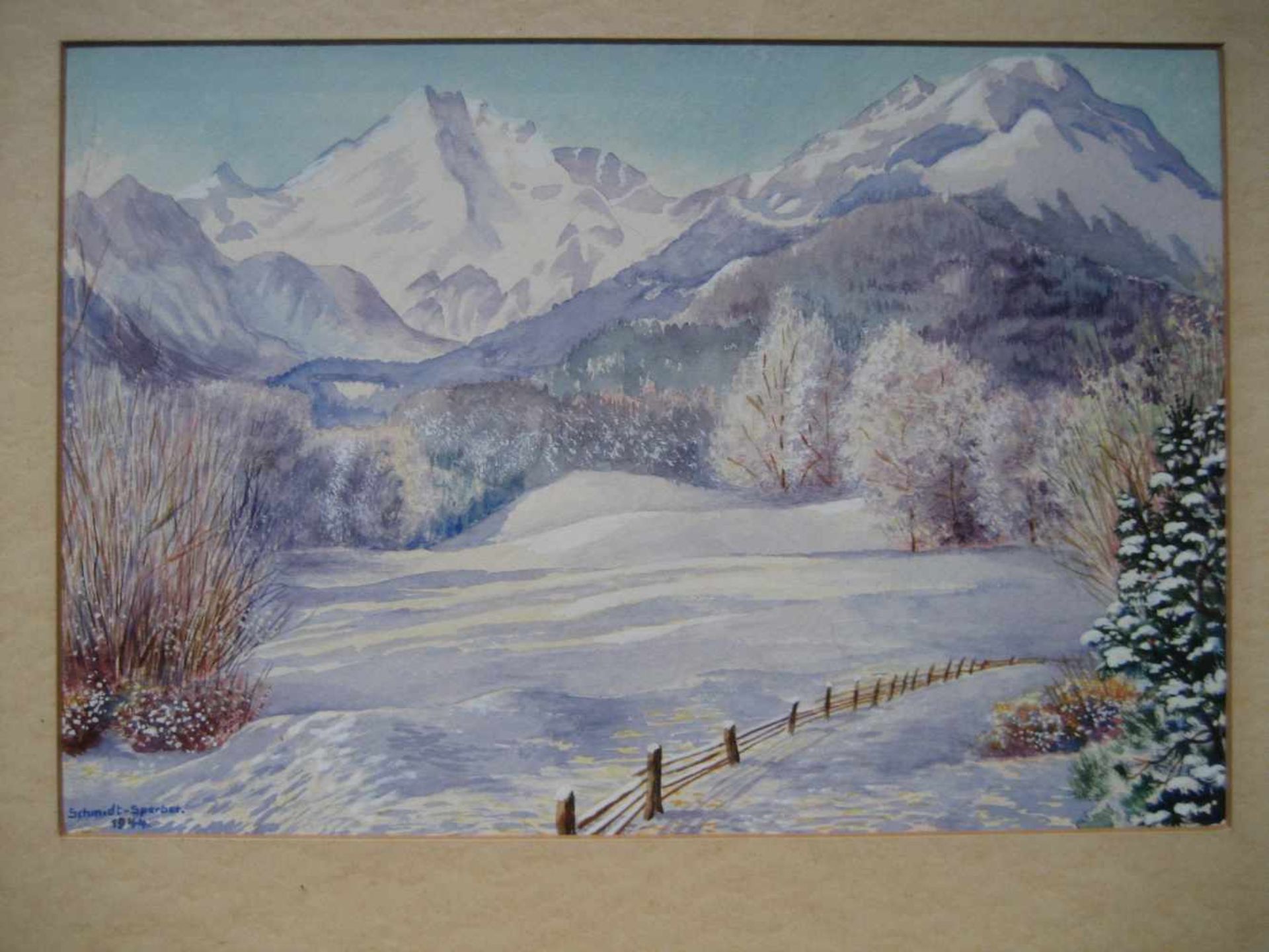 Schmidt-Sperber, Aquarell „Winterlandschaft“