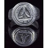 VIKING SILVER RING WITH STYLIZED RAVEN