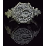 ROMANO-CELTIC BRONZE RING WITH SNAKES