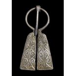 VIKING ERA SILVER PENANNULAR BROOCH WITH TRISKELE DECORATION