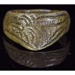 MEDIEVAL BRONZE DECORATED ARCHERS RING