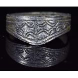 MEDIEVAL SILVER DECORATED ARCHERS PENDANT RING