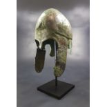 GREEK CHALCIDIAN SILVERED HELMET