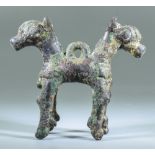 RARE BRONZE AGE PENDANT WITH TWO HORSES PROTOMES