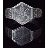 MEDIEVAL ST. JOSEPH SILVER RING WITH FLEUR-DE-LIS