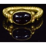 MEROVINGIAN GOLD RING WITH GARNET STONE