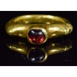 MEDIEVAL GOLD RING WITH AMETHYST STONE