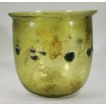 ROMAN GLASS CUP W/ APPLIED BLUE DOTS