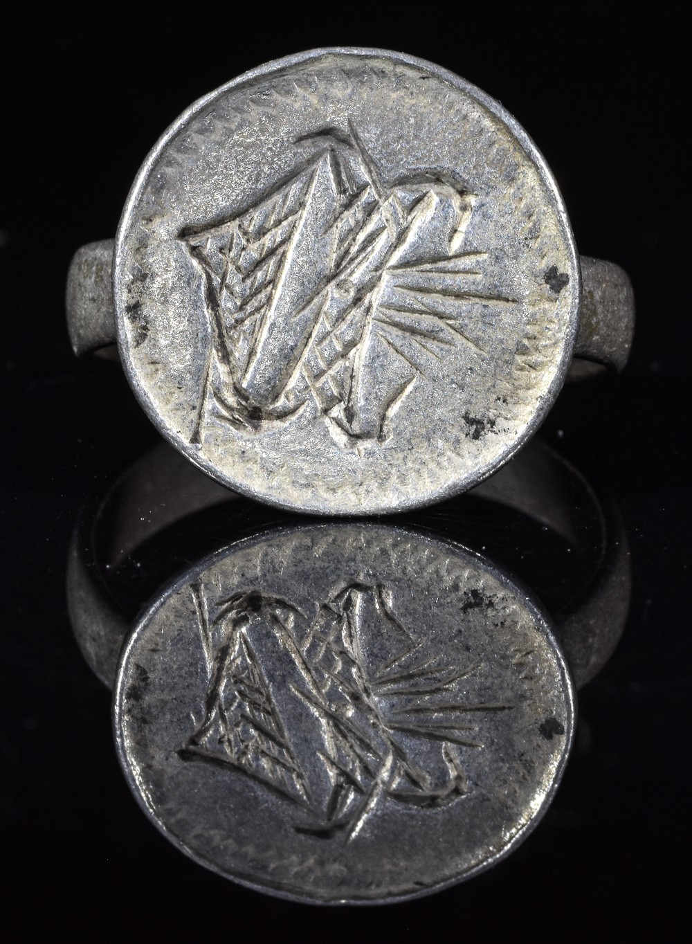 MEDIEVAL FRENCH CRUSADERS SILVER RING WITH INITIALS - Image 2 of 8