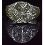 ANCIENT JEWISH RING WITH CROSS FORMING MENORAH