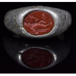 ROMAN INTAGLIO SILVER RING WITH GOD PAN