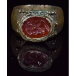 SASSANIAN BRONZE ROYAL INTAGLIO SIGNET RING