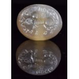 SASSANIAN AGATE BEAD WITH RAM AND SCRIPT