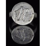 MEDIEVAL FRENCH CRUSADERS SILVER RING WITH INITIALS